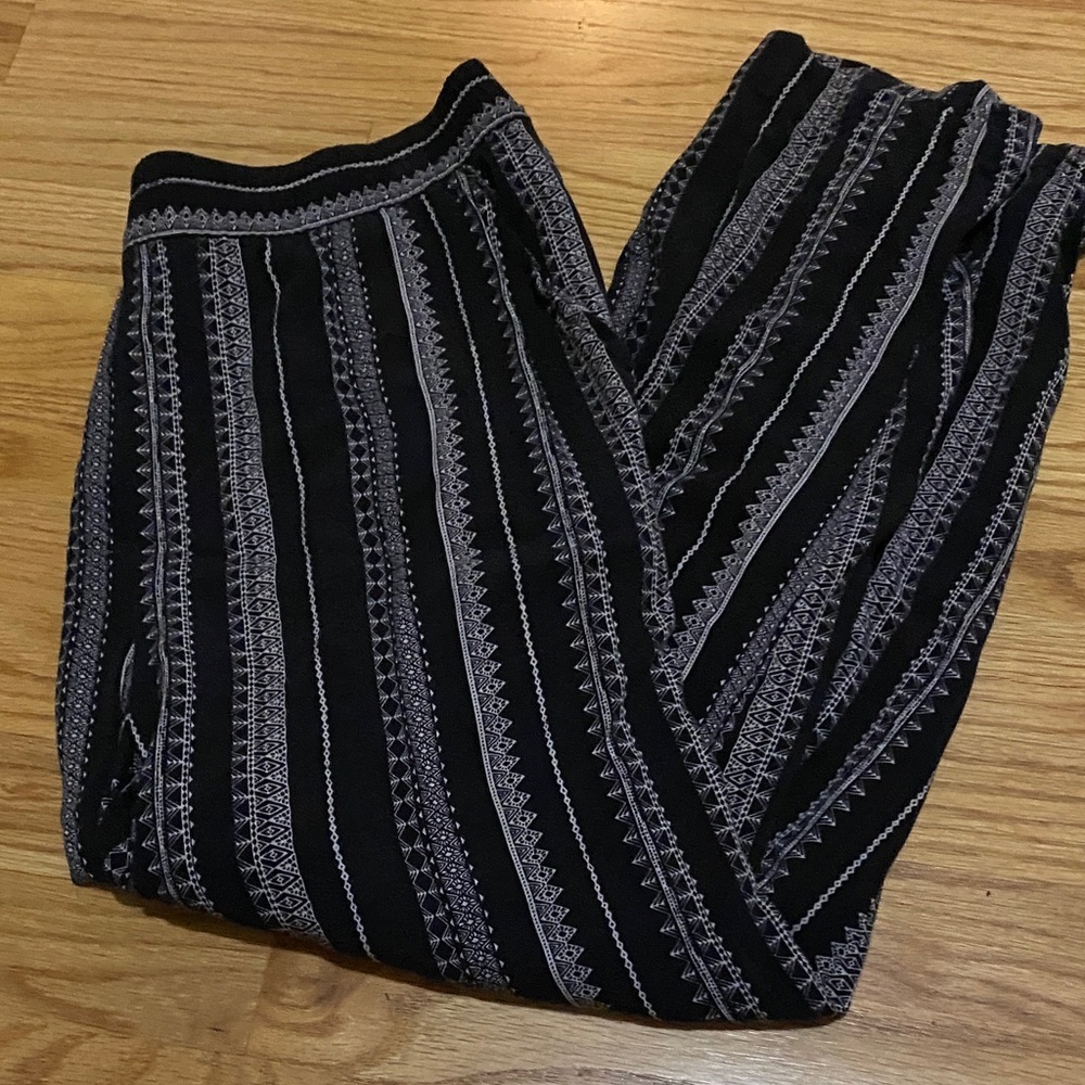 Jessica Simpson Black and Gray Striped Joggers